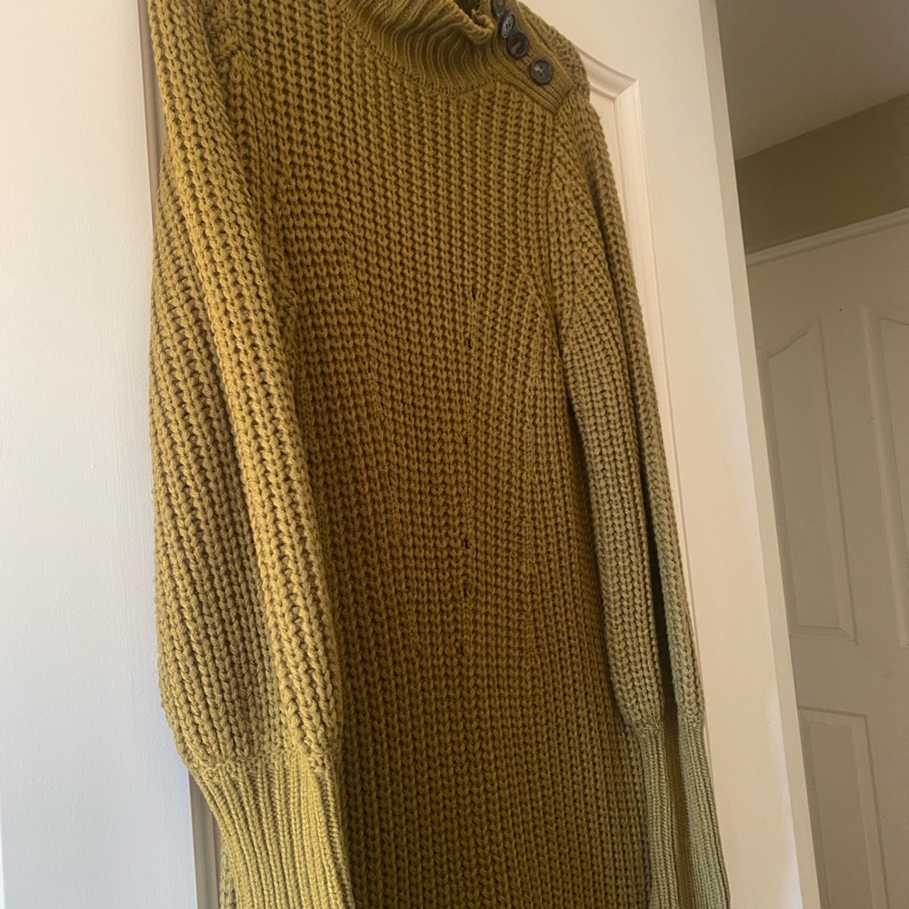 Moon River Mustard Cowl Neck Sweater Dress